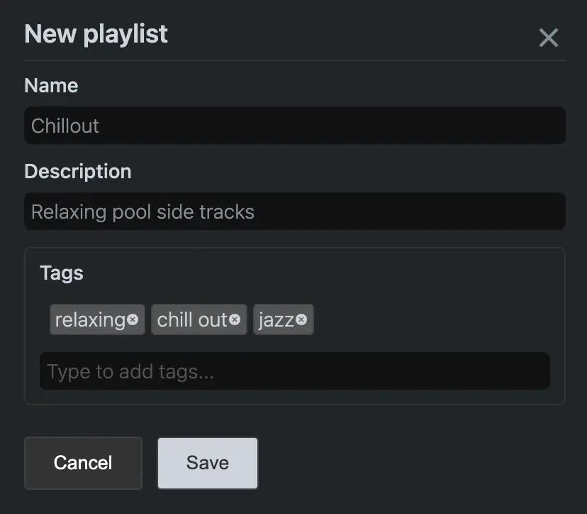 Adding a new playlist form