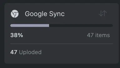 Side bar section showing Google Sync storage capacity and progress